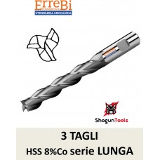 fresa 3 tagli serie LUNGA HSS 8%Co 