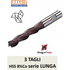 fresa 3 tagli serie LUNGA HSS 8%Co riv TialN