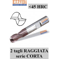 fresa 2 tagli RAGGIATA Metallo Duro serie CORTA rivestita