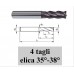 fresa 4 tagli passo differenziato 35°-38° EXTRA LUNGA rivestita