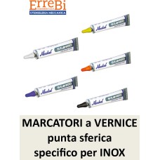 Marcatore a tubetto con vernice punta sferica specifico per materiale INOX