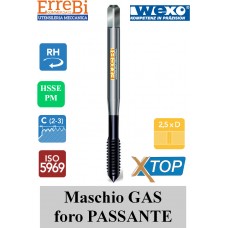 maschio a macchina GAS foro passante per INOX, TITANIO, NICHEL, HASTELLOY