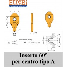 inserti per punta da centri 60° tipo A