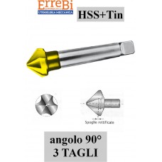 svasatore 3 tagli 90° HSS + TIN  ATTACCO CONICO