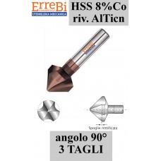 svasatore 3 tagli 90° HSS-8%Co rivestito AlTicn